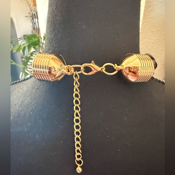 Tribal Inspired Gold and Turquoise Statement Necklace with Matching Earrings - Picture 3 of 3